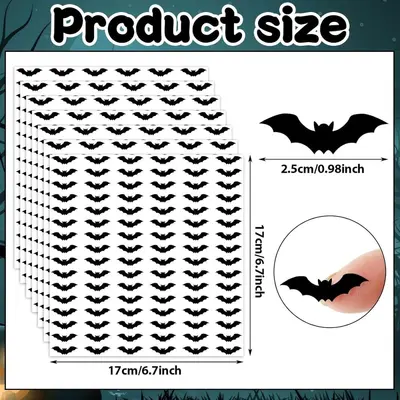 Halloween Bat Stickers, Waterproof Synthetic Paper, Black, Self-Adhesive
