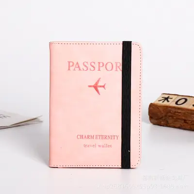 PU deri kayış pasaport çantası RFID pasaport tutucu koruyucu kapak yurtdışı seyahat cüzdanı kart tutucu bilet tutucu yazdırılabilir logo - 11