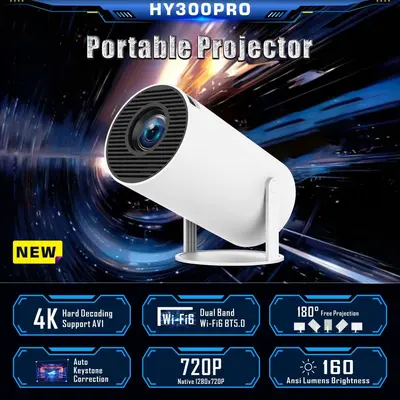 HY300/HY300pro silindir projektör akıllı Android 4K ev kablosuz taşınabilir ekran projeksiyonu Android 13 - 8