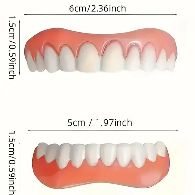 Realistic Upper and Lower Fake Teeth Veneer Set, Pink Box - 6