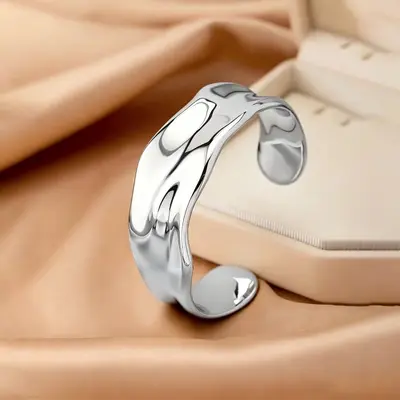 Hammerschlag-Armband-Set mit Herz-Design, offene Manschette - 12