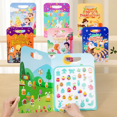 Amazon Halloween Quiet Book DIY Scene Stickers Busy Book Reusable Sticker Quiet Book Children's Gift - 3