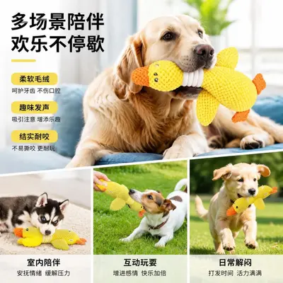 Plush Dog Toy Goose, Two-Tone, Durable, Squeaky - 4