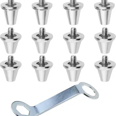 Silver Football Cleats, 11 mm and 13 mm American Football Studs