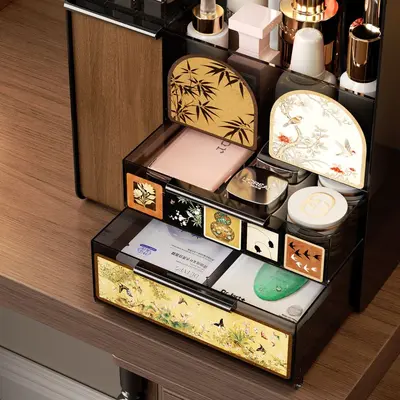 Schminktisch-Kosmetikbox im chinesischen Stil mit staubdichtem Deckel