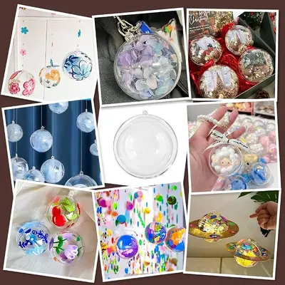 Amazon Cross-Border Acrylic PS Transparent Round Ball with Hanging Hole, Christmas Ball, Wedding Party DIY Plastic Decorative Ball