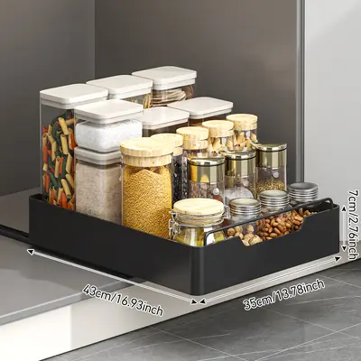 Kitchen Pull-Out Storage Rack Spice Organizer Black - 10