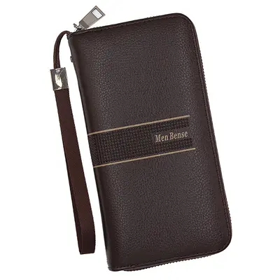 Men's Long Wallet with Large Capacity Zipper Clutch - 7