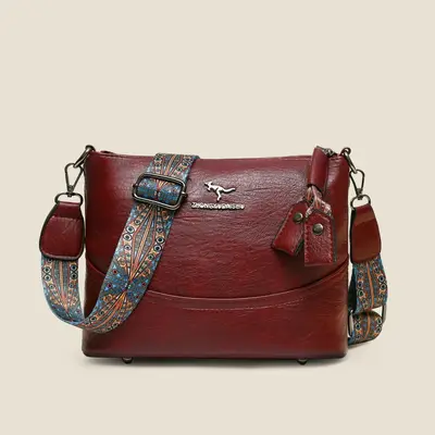 Damen-Schultertasche klassisch schlicht mit breitem Schultergurt - 7
