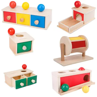 Montessori öğretim araçları ahşap çekmeceli kutu tekstil tambur pres top masası erken eğitim oyuncak seti Montessori erken eğitim oyuncak seti - 2