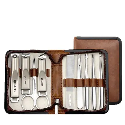 Nail clipper set 9-piece brown high-quality - 5