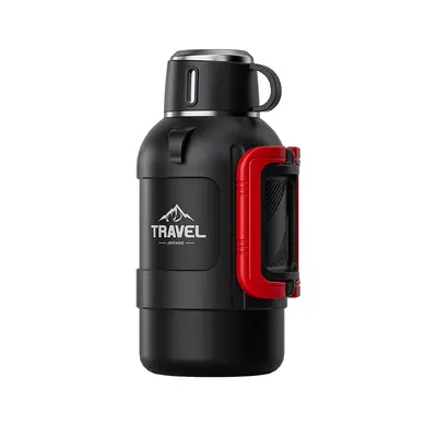 Extra große Thermoskanne aus 316er Edelstahl mit Doppelkappe und großem Griff - 6