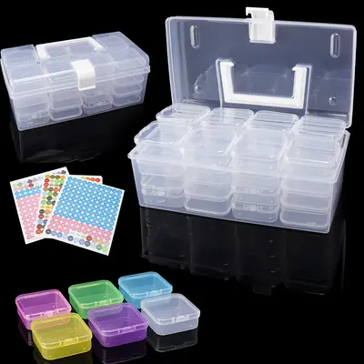 Transparente Kunststoff-Aufbewahrungsboxen Set, quadratisch, Schreibtisch-Organizer