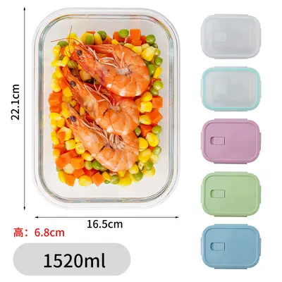 Glas-Lunchbox, Glasschüssel, transparente mikrowellengeeignete rechteckige Gemüsebehälter, hitzebeständige Lunchbox, runde Lunchbox für den Hausgebrauch - 10