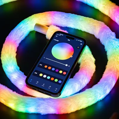 Light-Up Velvet Colorful LED Light Strip, Flexible Woven Round-Tube Neon Light Strip, Smart Sound-Activated Remote-Controlled LED Decorative Light