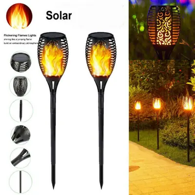 Waterproof 12 LED Solar-Powered Flame Garden Lamp