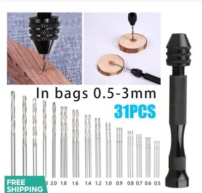 AliExpress TEMU sınır ötesi tedarik siyah mini alüminyum alaşımlı el matkabı 21 adet el büküm matkap seti el yapımı matkap ucu - 12