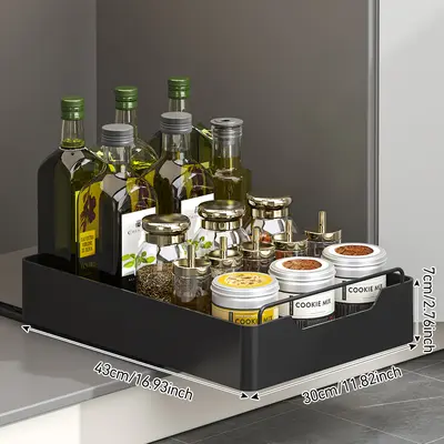 Kitchen Pull-Out Storage Rack Spice Organizer Black - 9