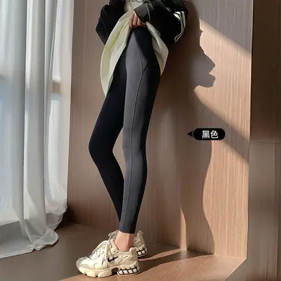 Kadın Yüksek Bel Kaşmir Tüylü Tayt, Elastik Karın Toplayıcı, Yoga Pantolonu - 7