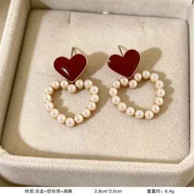 抖音同款韩版珍珠花朵耳钉女轻奢高级感小众百搭耳环优雅爆款耳饰 - 9