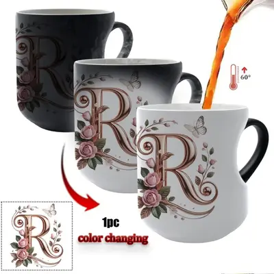 Heart-Shaped Color-Changing Ceramic Mug, Reusable Heat-Sensitive Coffee Cup