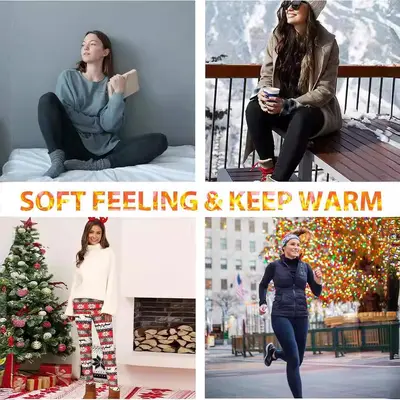 Kadın Kalın Polar Astarlı Yüksek Bel 3/4 Spor Taytı, Dışarı Giyilebilir Yoga Pantolonu - 5