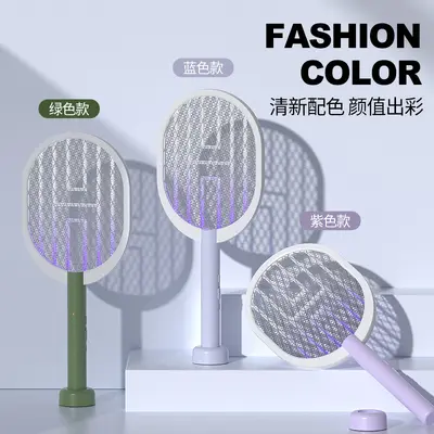 Cross-border Electric Mosquito Swatter and Mosquito Killer Light 2-in-1 USB Charging 1800mAh Lithium Battery Outdoor with Base Mosquito Swatter