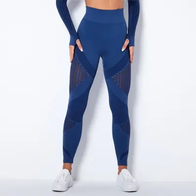 Gestreifte Yoga-Leggings, nahtlos, feuchtigkeitsabsorbierend - 11