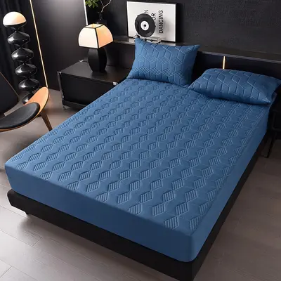 Waterproof Fitted Bed Sheet, Machine Washable, Solid Color Mattress Protector - 8