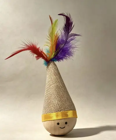 Weeble Feather Cat Teaser Wand, Interactive Self-Play Cat Toy - 12