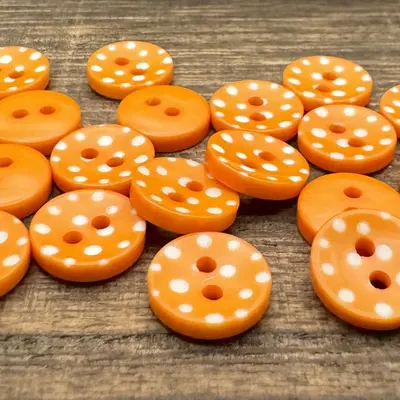 Orange Polka Dot 2-Hole Children's Button, DIY Decorative Craft Button - 7