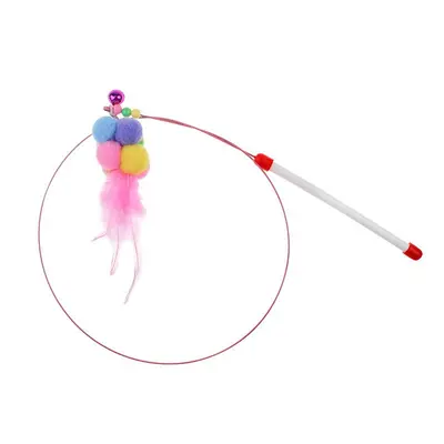 Cat teaser wand toy with two-color feathers, high durability, 6 pcs - 12