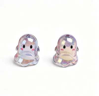 Acrylic Cartoon Ghost Pendant, Multicolor, Perforated, for DIY Phone Chain Accessories - 11