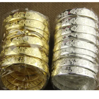 Silver bracelet, open-ended, Xizang pattern
