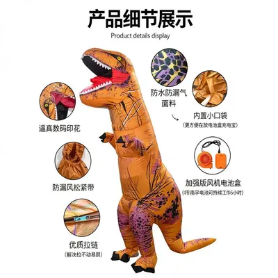 Tyrannosaurus Rex Dev Şişme Gerçekçi Dinozor Kostüm Parti Maskotu Ebeveyn-Çocuk Etkileşimli Rol Yapma Kıyafeti Sınır Ötesi