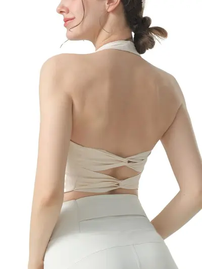 Women's Sports Bra, Halter Neck, Cross Back, Supportive - 6