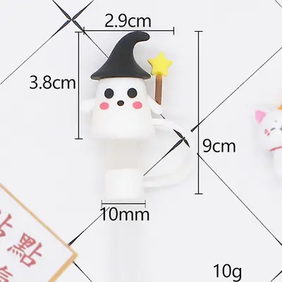 Staubdichte Halloween-Strohhalmabdeckung mit 10mm Gummistopfen - 7
