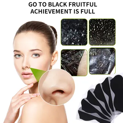 Cross-border foreign trade bamboo charcoal blackhead remover nose strips, blackhead removal pore cleansing acne pore strip, T-zone peel-off nose mask patch, full English packaging