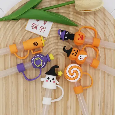Dustproof Halloween Straw Cover with 10mm Soft Rubber Plug