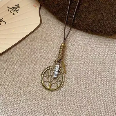 Zen tarzı uzun kelebek düğümlü kolye, kadın vintage bohem aksesuarı - 4