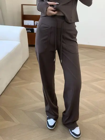 Women's Lulu Yoga Set, Stand Collar, Long Sleeve, with Pants and Jacket - 3