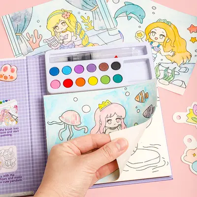 Sınır ötesi özel çocuk suluboya guaj grafiti yapışkan notlar boyama DIY boya suluboya boyama boyama seti. - 4