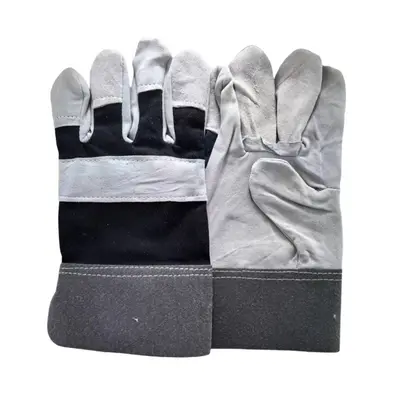 Short Cowhide Welding Gloves, Heat-Insulated, Wear-Resistant, Split Leather