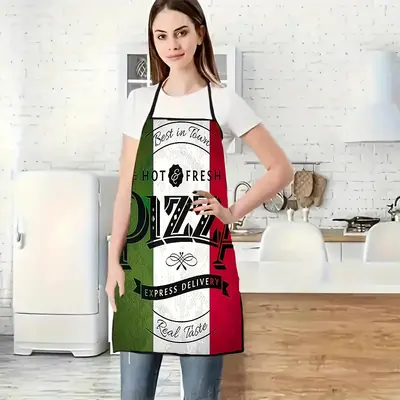 Thickened Italian Pizza Print Polyester Kitchen Apron