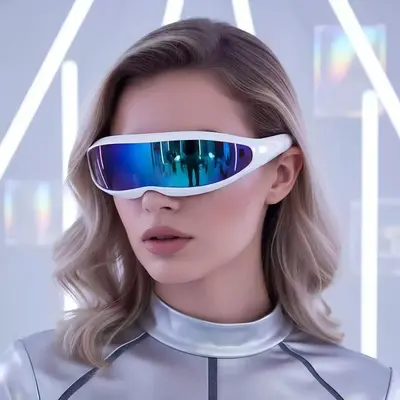 X-Men Style Sunglasses, Laser Pattern, Mercury Lens, One-Piece Frame - 1