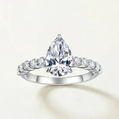 925 Sterling Silver Moissanite Ring, Personalized Fashion Style