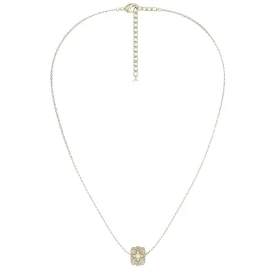 Iris flower design silver necklace, geometric - 6