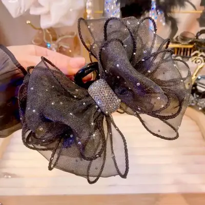 Large high-end hair clip with an elegant and classy design, adult braided double-sided rhinestone imitation large Korean-style floral hair clip for women. - 7