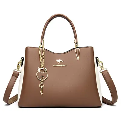 Genuine Leather Women's Shoulder Bag, Large Capacity Cowhide Handbag, Crossbody Strap - 2