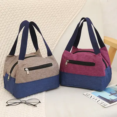 Women's Canvas Tote Handbag, Large Capacity, Waterproof Lunch Bag - 3